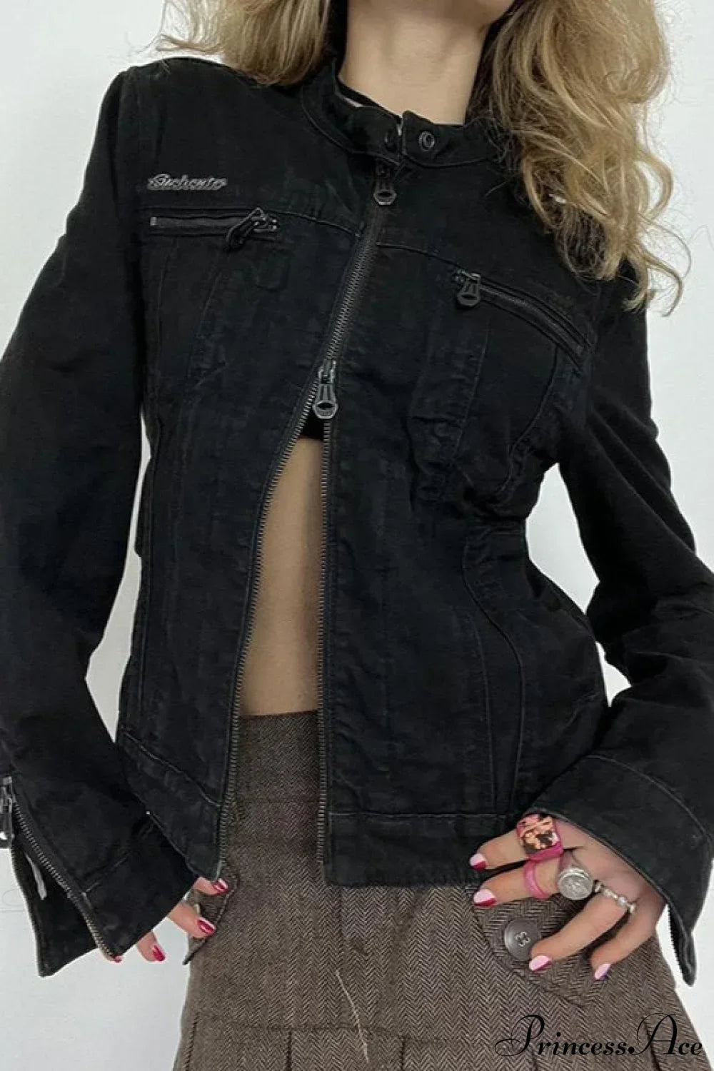 Lune London | Black Denim Retro Casual Long Sleeve Jacket