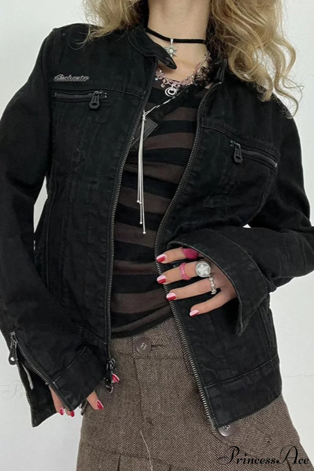 Lune London | Black Denim Retro Casual Long Sleeve Jacket