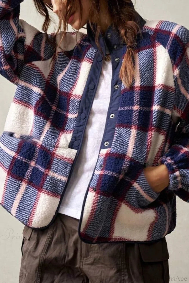 Lune London | Fleece Plaid Wool Long Sleeve Jacket