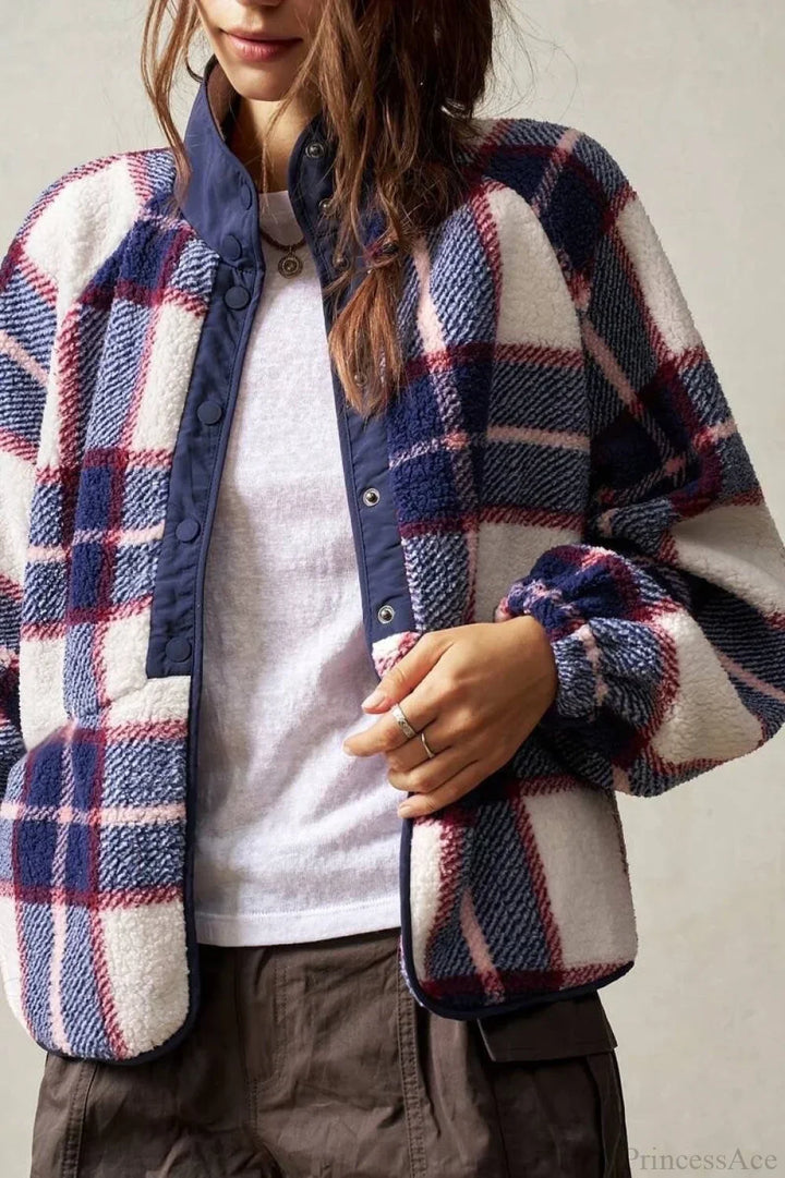 Lune London | Fleece Plaid Wool Long Sleeve Jacket