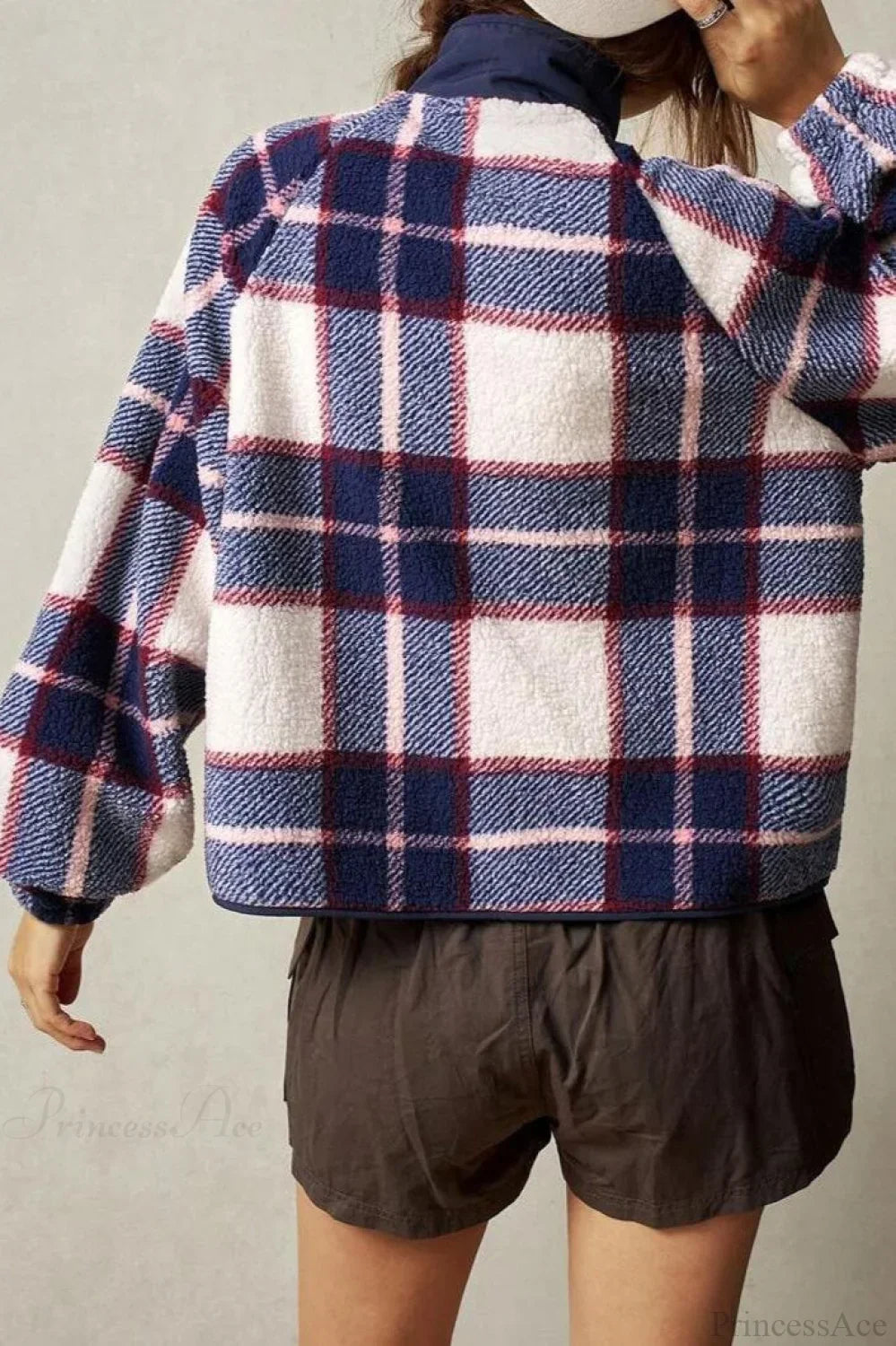 Lune London | Fleece Plaid Wool Long Sleeve Jacket