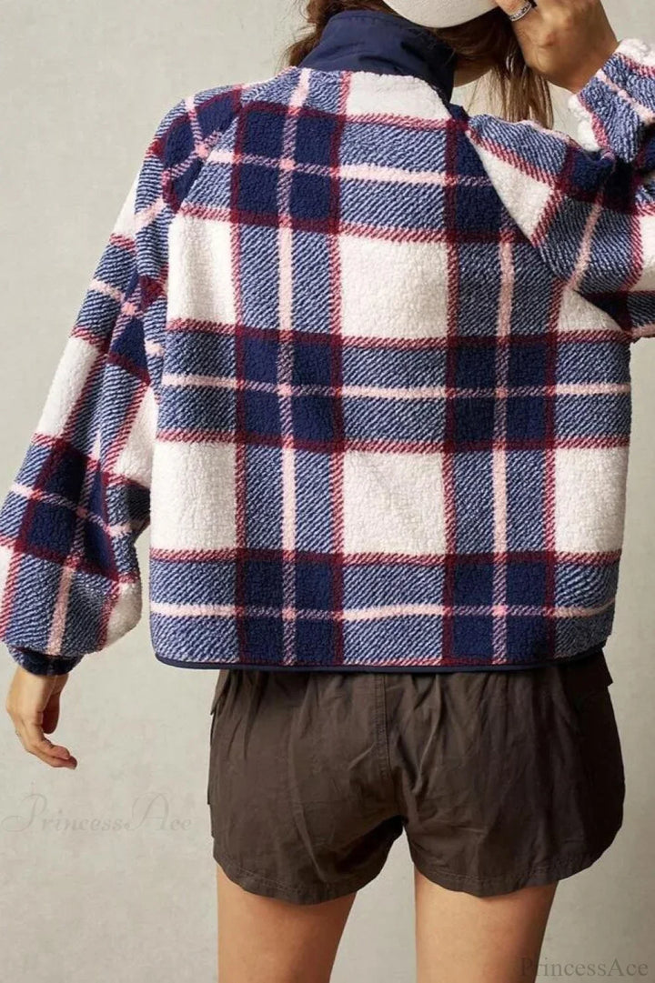 Lune London | Fleece Plaid Wool Long Sleeve Jacket
