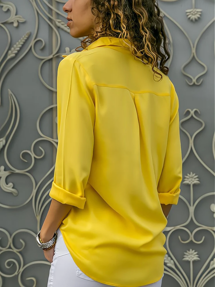 Chic und Stil | Classic Button Placket Blouse with Long Sleeves for Women