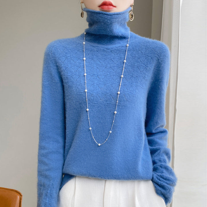 Chic Und Stil | Turtleneck Sweater Made Of Pure Wool with Hollow Print and Cashmere Sweater