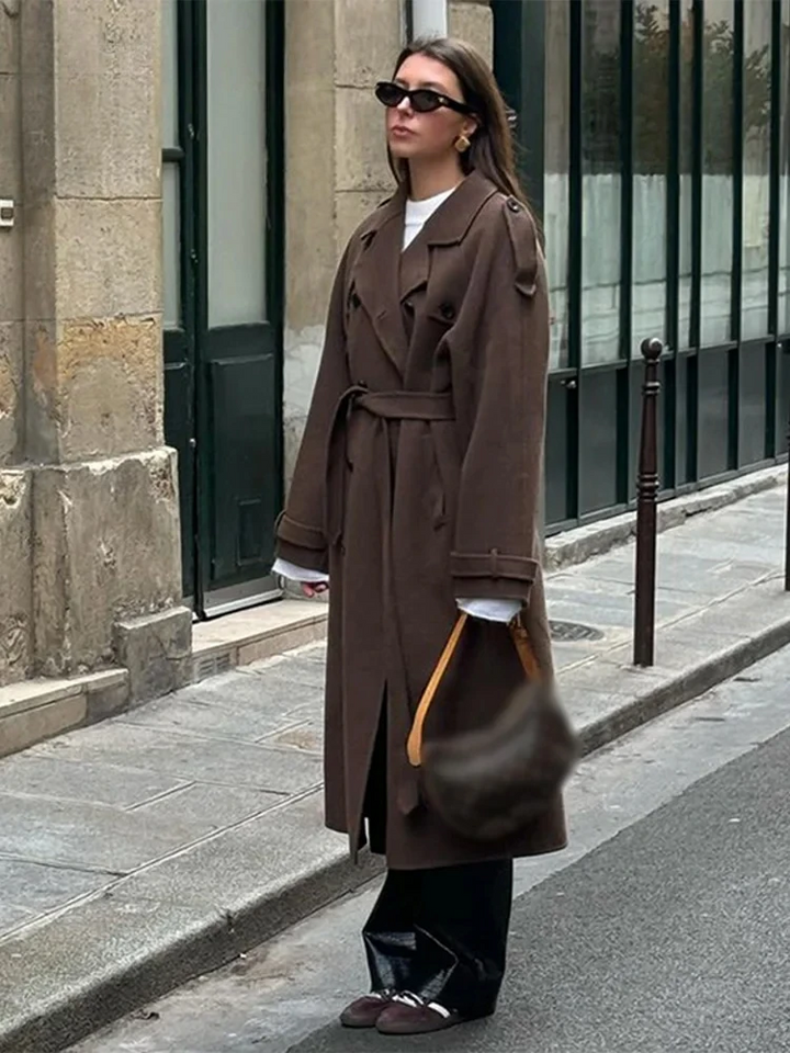 Lune London | Trench coat - Wool blend - Double breasted - Belted waist - Full length cut