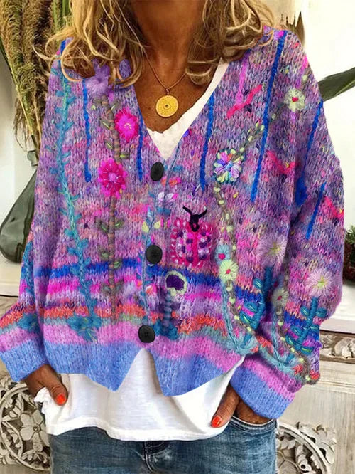 Lune London | Retro Cardigan for Women Printed Style