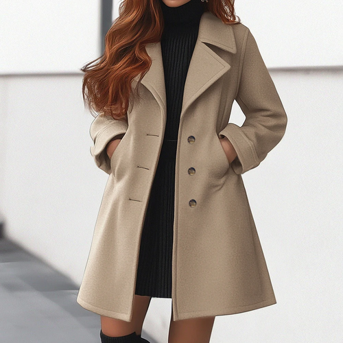 Lune London | Long coat - Slim fit - Wool look - Single-breasted - Classic lapel