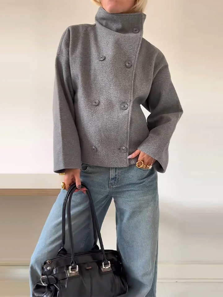 Lune London | Jacket - Wool Blend - Oversized Fit - Stand-Up Collar - Double-Breasted Buttons