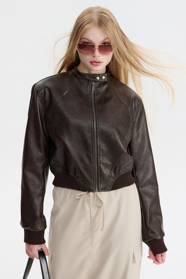 Lune London | Leather Zip-Up Bomber Jacket