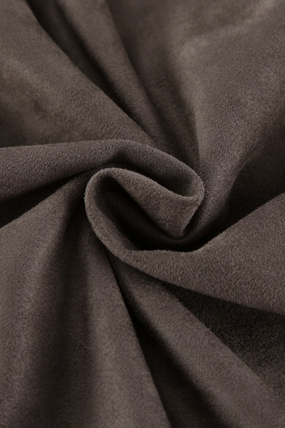 Lune London | Gray Suede Pilot Stand Collar Zipper Jacket