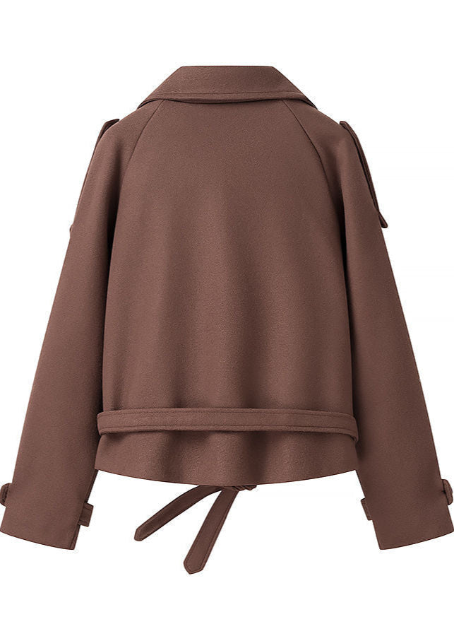 Lune London | Cropped Wool Blend Belted Trench Coat
