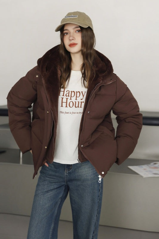 Lune London | Fur panel cropped puffer jacket