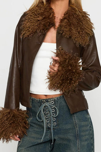 Lune London | Collar leather putty jacket