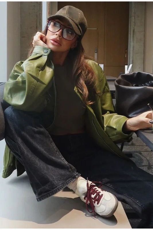 Lune London | Green Faux Leather Jacket