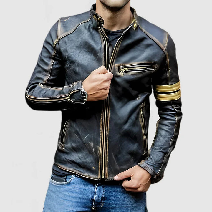 Chic und Stil | Stand Collar Color Block Biker Zip Up Jacket