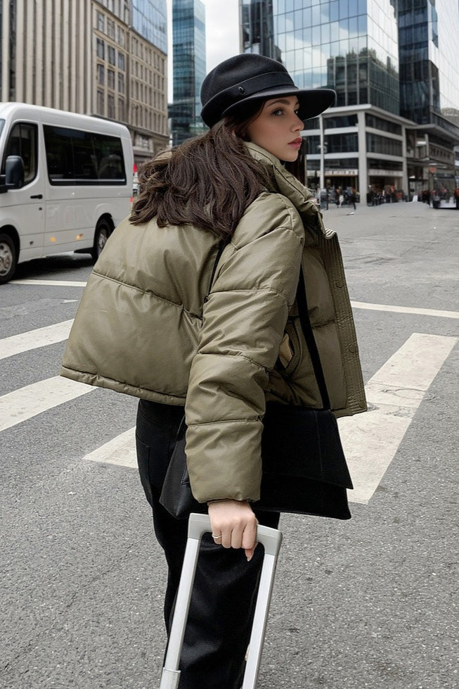 Lune London | Faux Leather Insulated Puffer Jacket