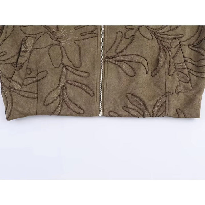 Lune London | Bomber jacket with suede texture and embroidery