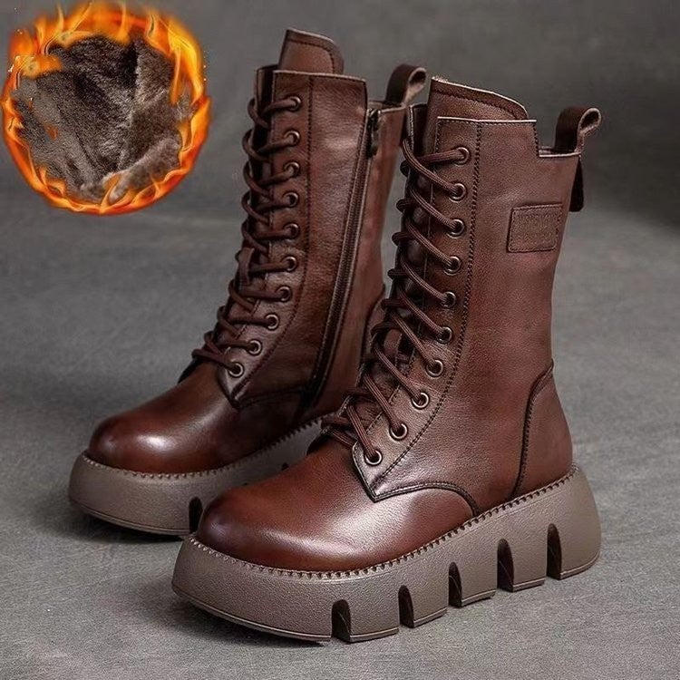 Lune London | Bottes d'hiver avec fermeture éclair - Semelle antidérapante - Doublées chaudes - Aspect cuir véritable
