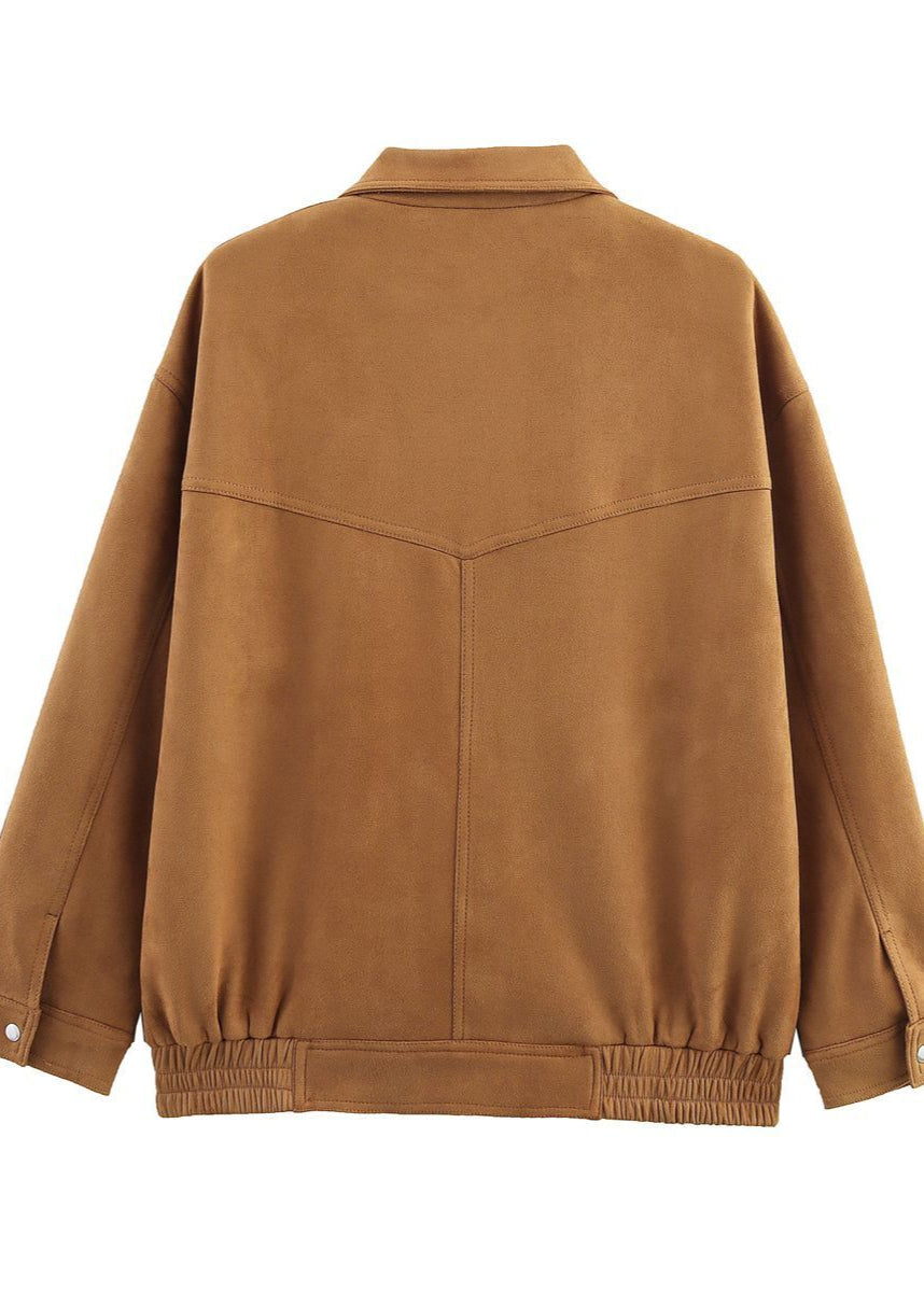Lune London | Effect Oversized Jacket with Front Pockets – Brown