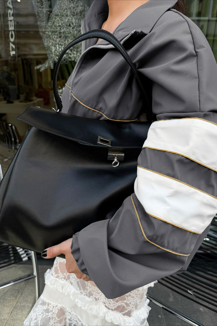 Lune London | Stand Collar Color Block Jacket