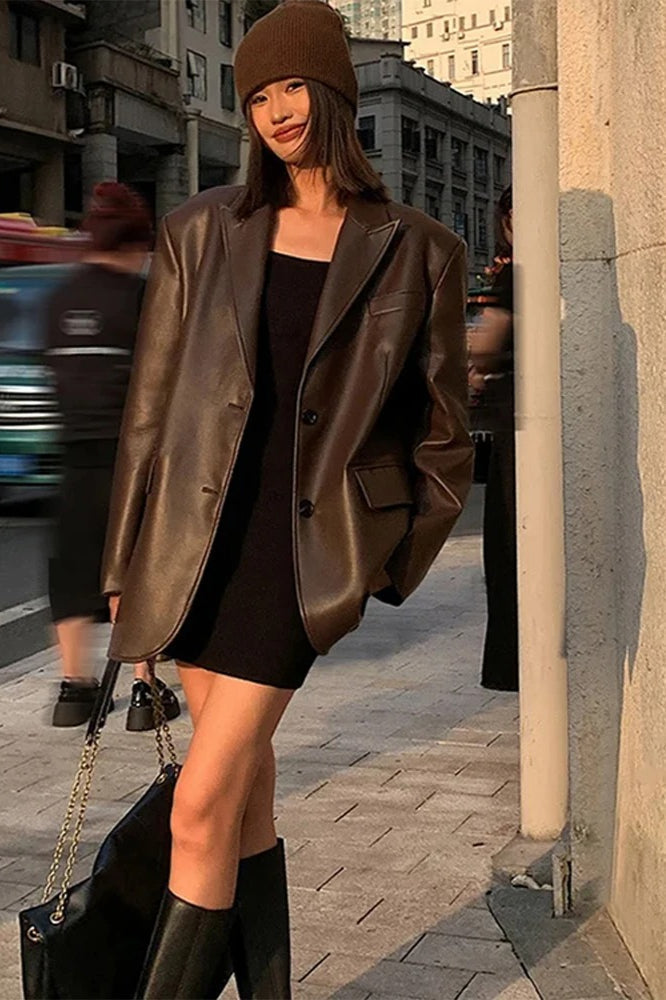 Lune London | PU Leather Blazer Jacket