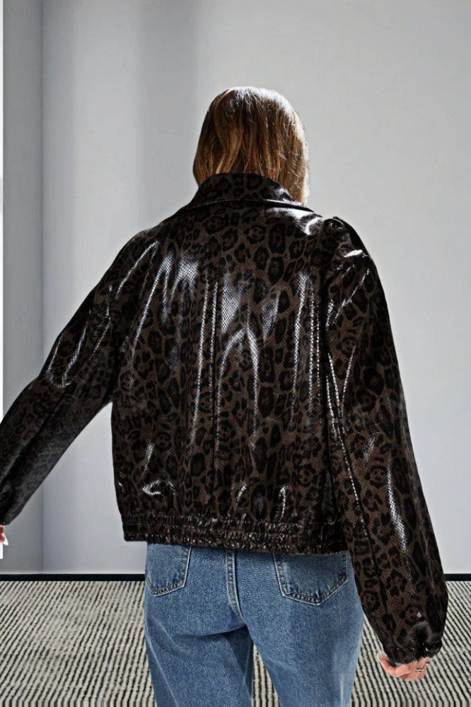 Lune London | Leopard Trim PU Jacket