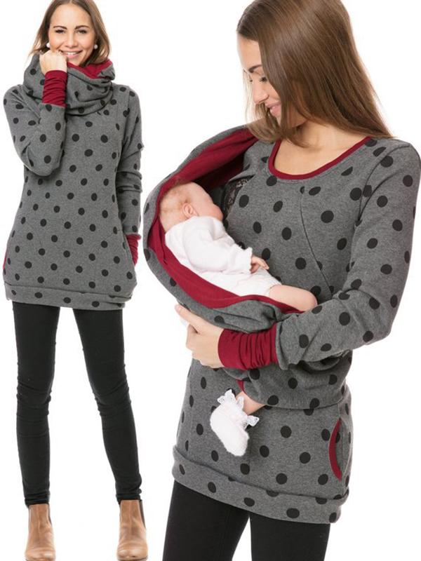 Lune London | Maternity Chaps Nurse Sweatshirts Flower Print Pockets Zipper Nursing Clothing