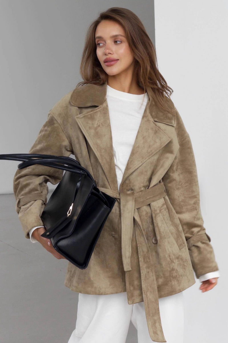 Lune London | Suede Lapel Waistband Jacket Coat