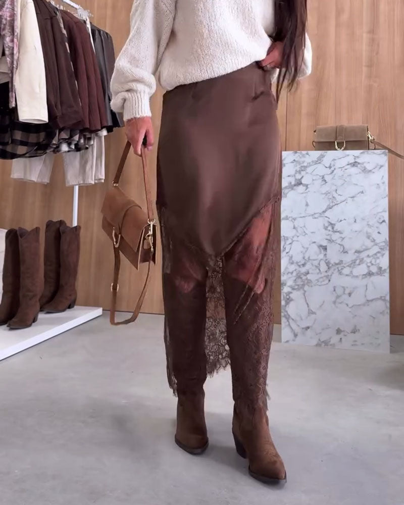 Lune London | Satin Skirt with Lace Patchwork