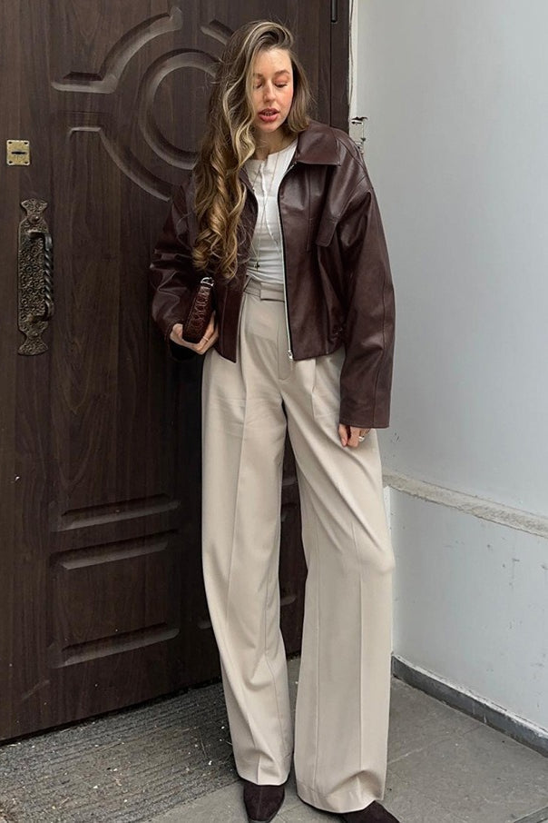 Lune London | Brown PU Leather Jacket