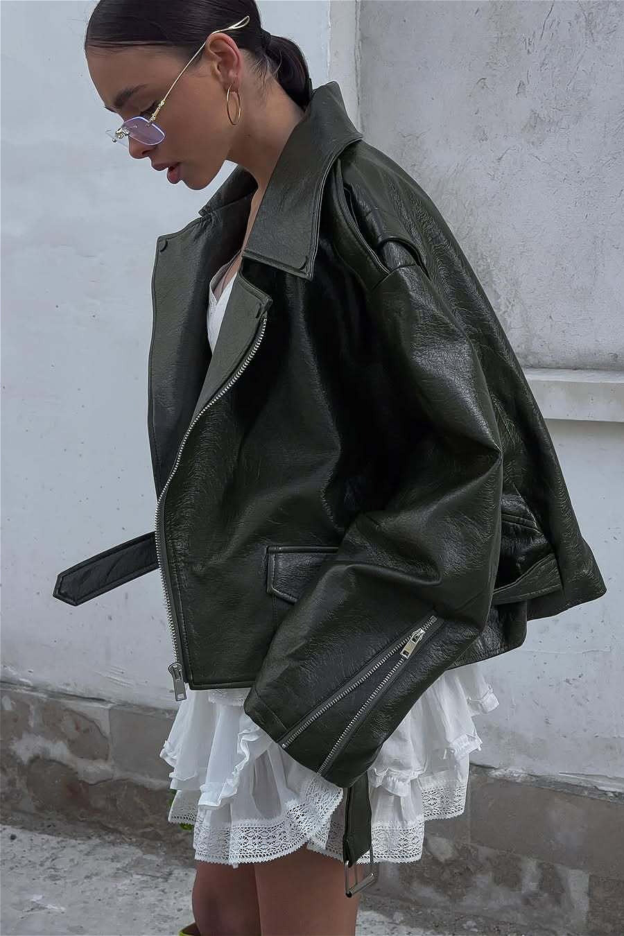 Lune London | Up Green Leather Motorcycle Jacket