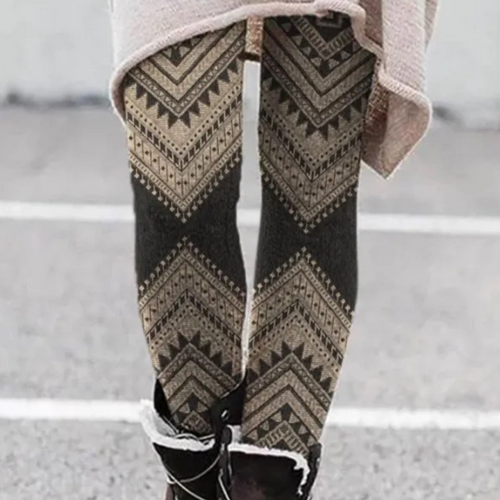 Lune London | Leggings Tight-Fitting Soft and Breathable Knit Geometric Pattern Fully Length