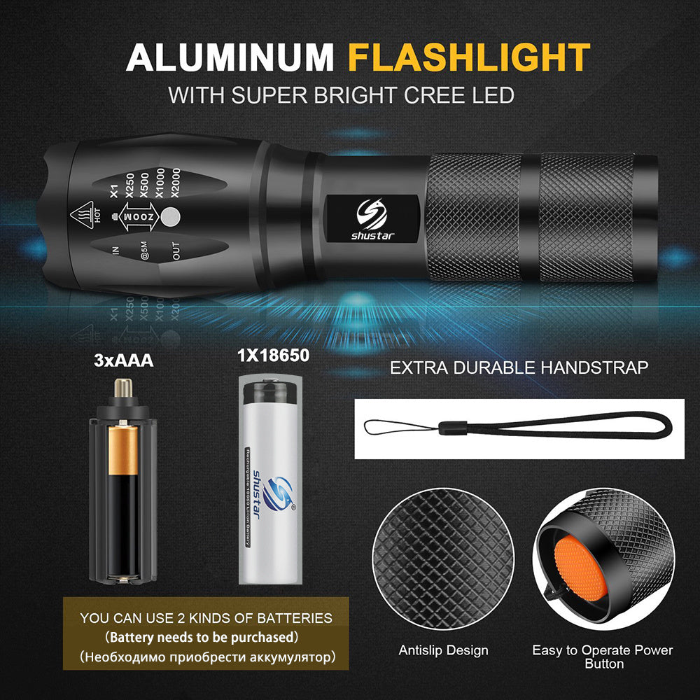 Lune London | High power LED flashlight 30000-5000 Lumens, waterproof