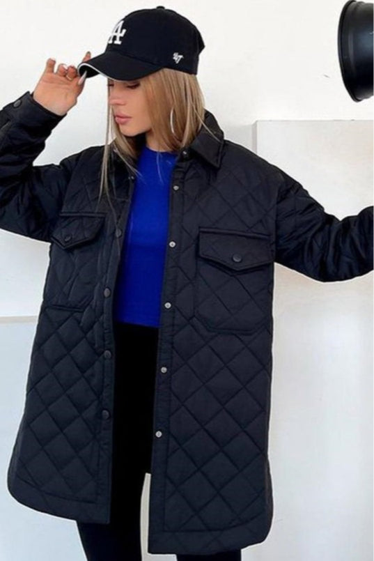 Lune London | Long cut diamond quilted puffer jacket
