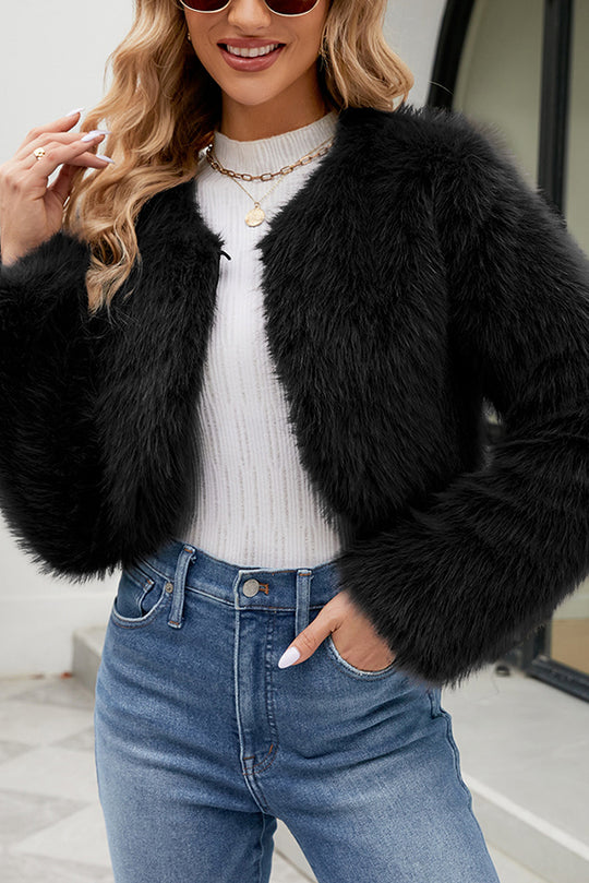 Lune London | Long Sleeve Short Casual Faux Fur Jacket