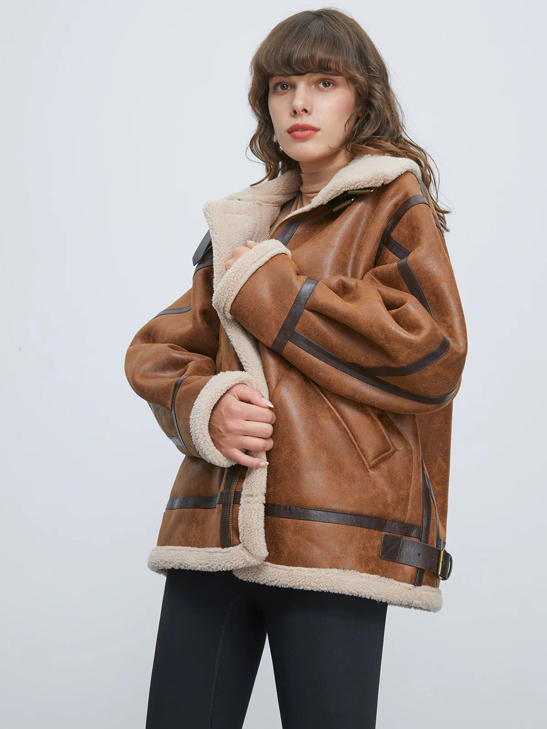 Lune London | Lined Suede Shearling Flight Jacket