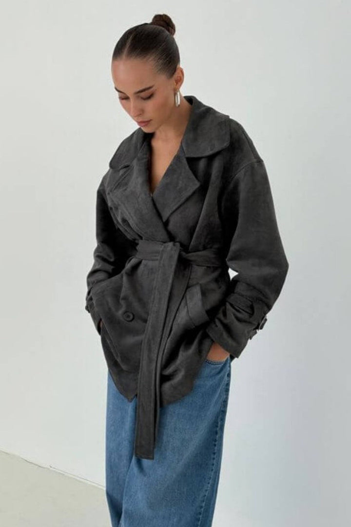Lune London | Suede Lapel Waistband Jacket Coat