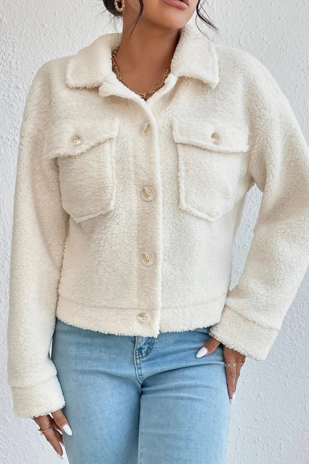 Lune London | White short Sherpa jacket