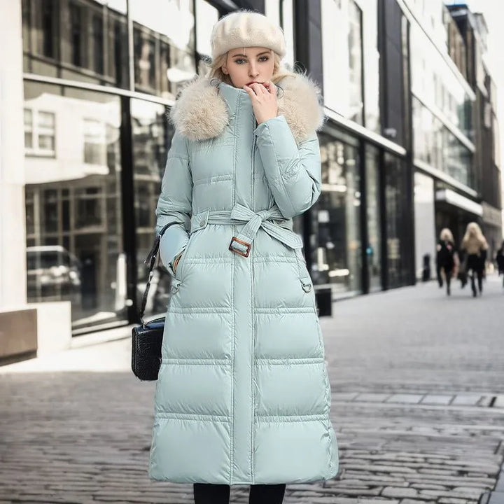 Lune London | Women's Long Winter Jacket with Fur Hood and Belt