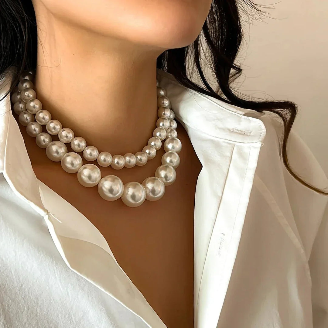 Chic und Stil | Embellished Double Layer Necklaces Set for Women
