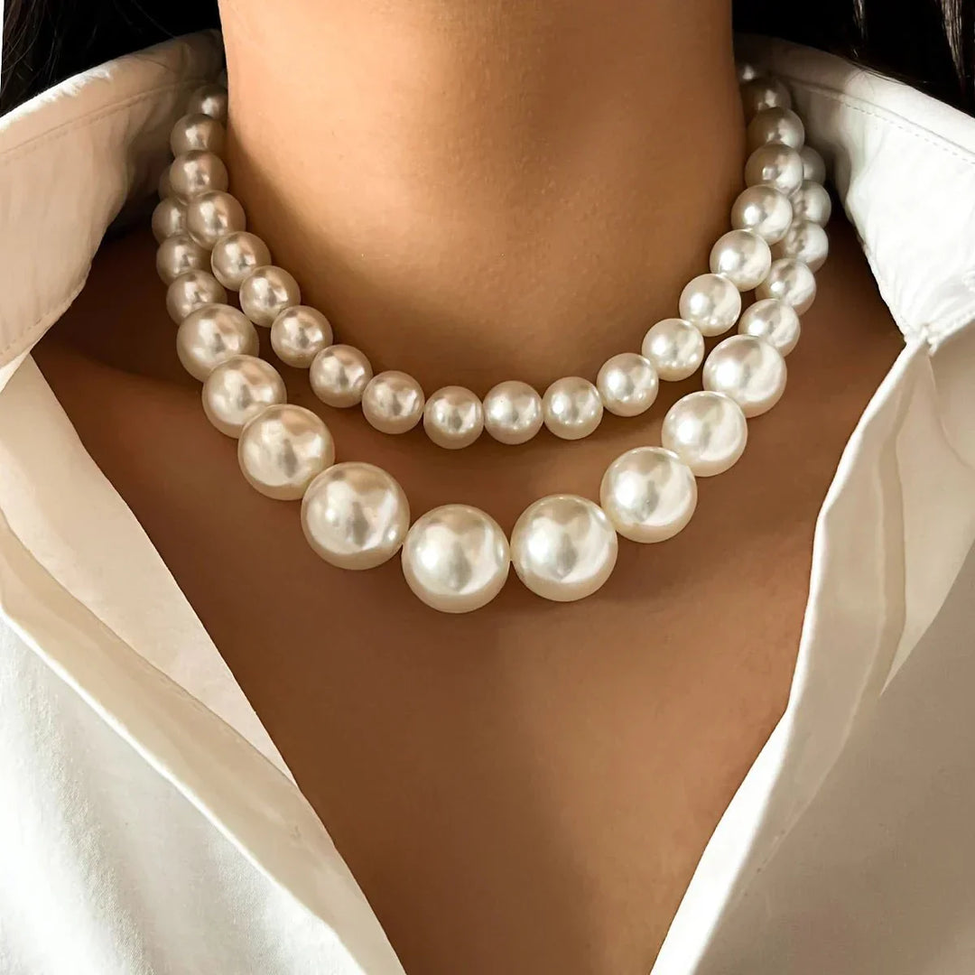 Chic und Stil | Embellished Double Layer Necklaces Set for Women