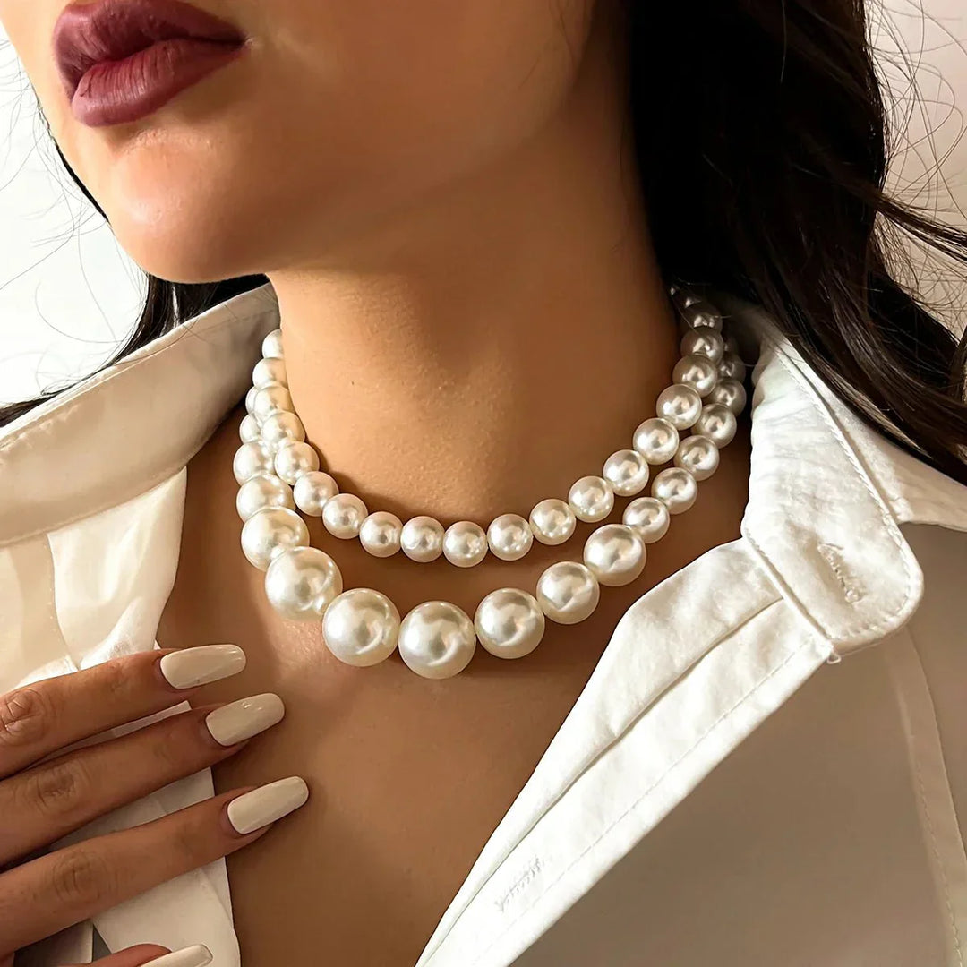 Chic und Stil | Embellished Double Layer Necklaces Set for Women
