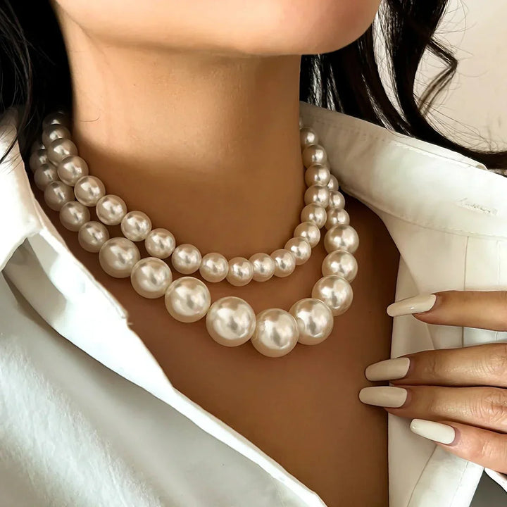 Chic und Stil | Embellished Double Layer Necklaces Set for Women