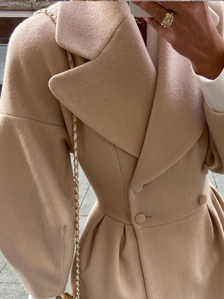 Lune London | Elegant Women's Double-Breasted Wool Coat - Long Sleeves - Warm & Stylish