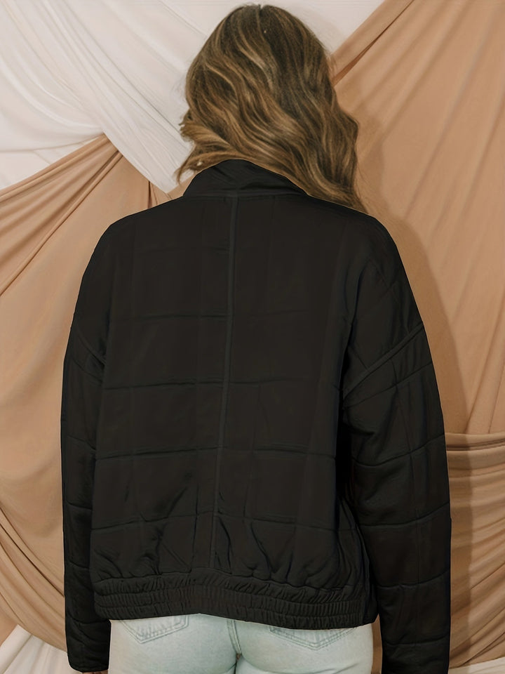 Lune London | Solid quilted windproof jacket with check pattern