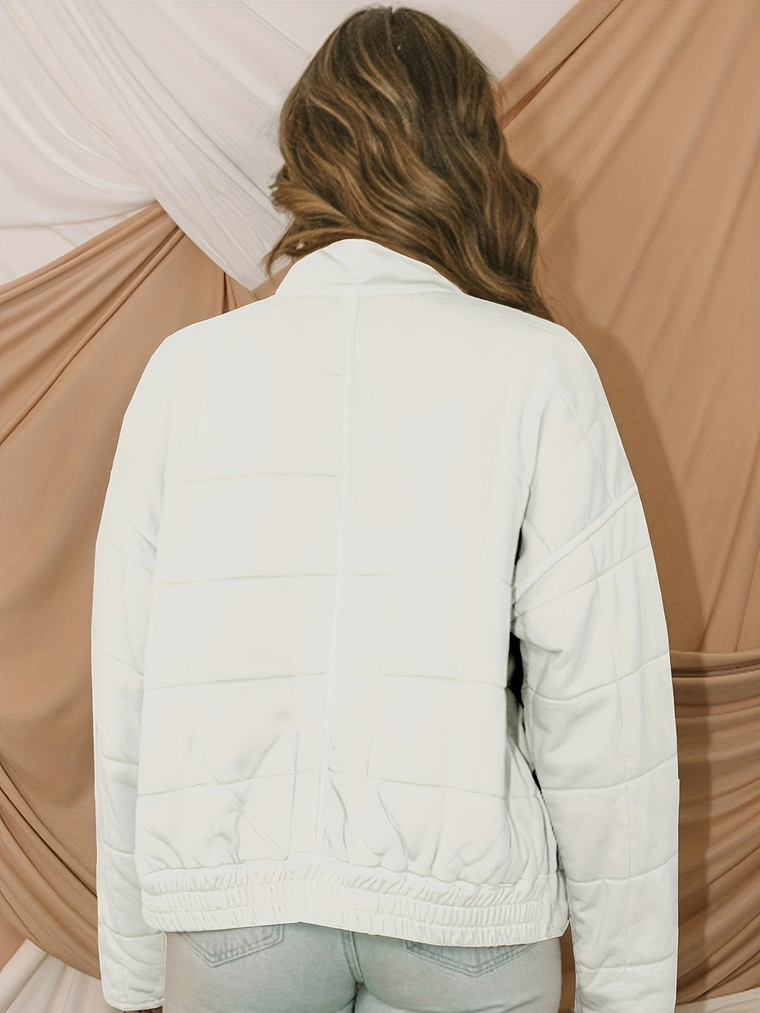 Lune London | Solid quilted windproof jacket with check pattern
