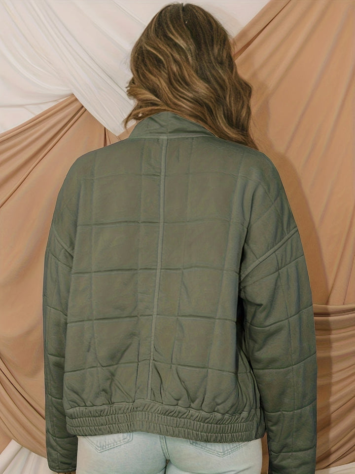 Lune London | Solid quilted windproof jacket with check pattern