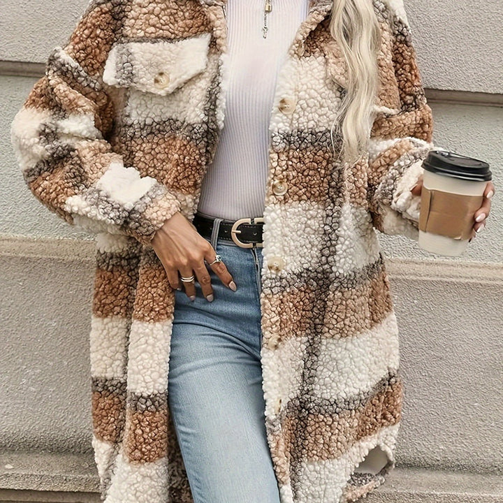 Lune London | Checked button jacket with fuzzy pattern