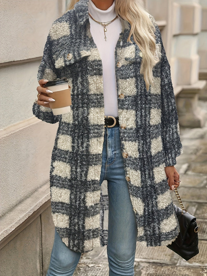Lune London | Checked button jacket with fuzzy pattern