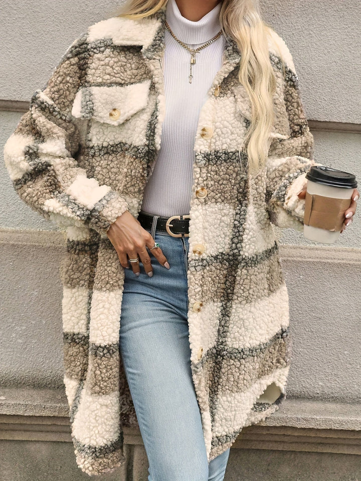 Lune London | Checked button jacket with fuzzy pattern